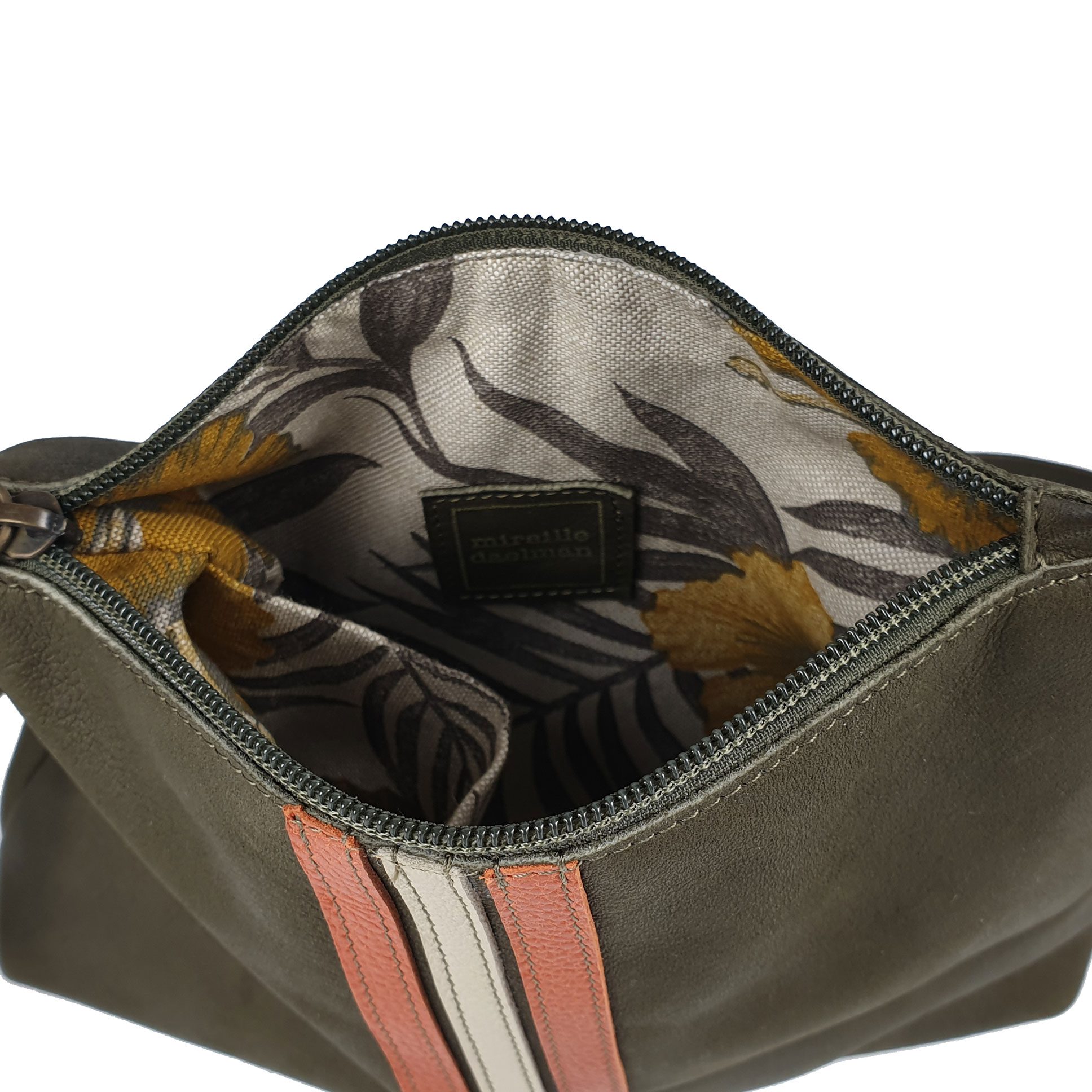 mireille-daelman-handmade-leather-bags-retro-stripes-kate-olijfgroen-oranje-3
