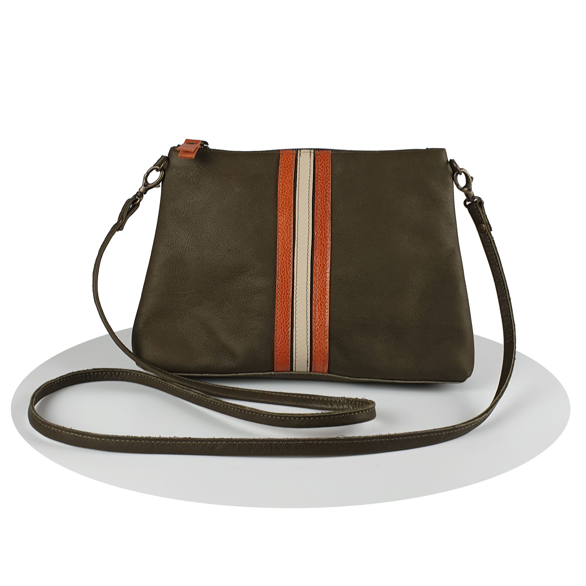 mireille-daelman-handmade-leather-bags-retro-stripes-kate-olijfgroen-oranje-1